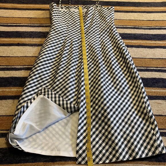 Ann Taylor Silk Gingham Check Dress Spaghetti Strap Black White Plaid Petite 2 - Picture 5 of 8